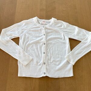 White Cat & Jack Rhinestone Button-Up Cardigan Girls size L